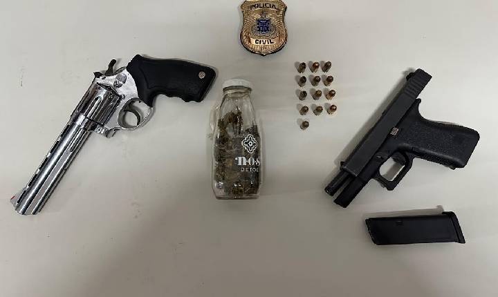 Polícia Civil apreende pistola Glock carregada, revólver e 200g de droga durante abordagem em Serrinha