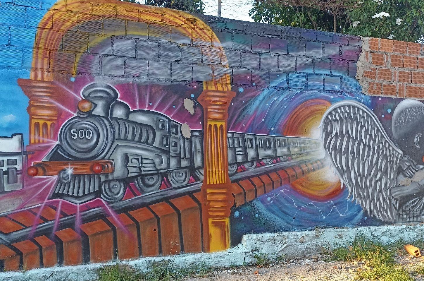 Graffiti resgata memórias e homenageia trem Maria Fumaça em Serrinha