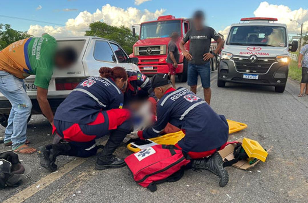 Motociclista fica ferido em acidente na BA-120 entre Coité e Riachão do Jacuípe