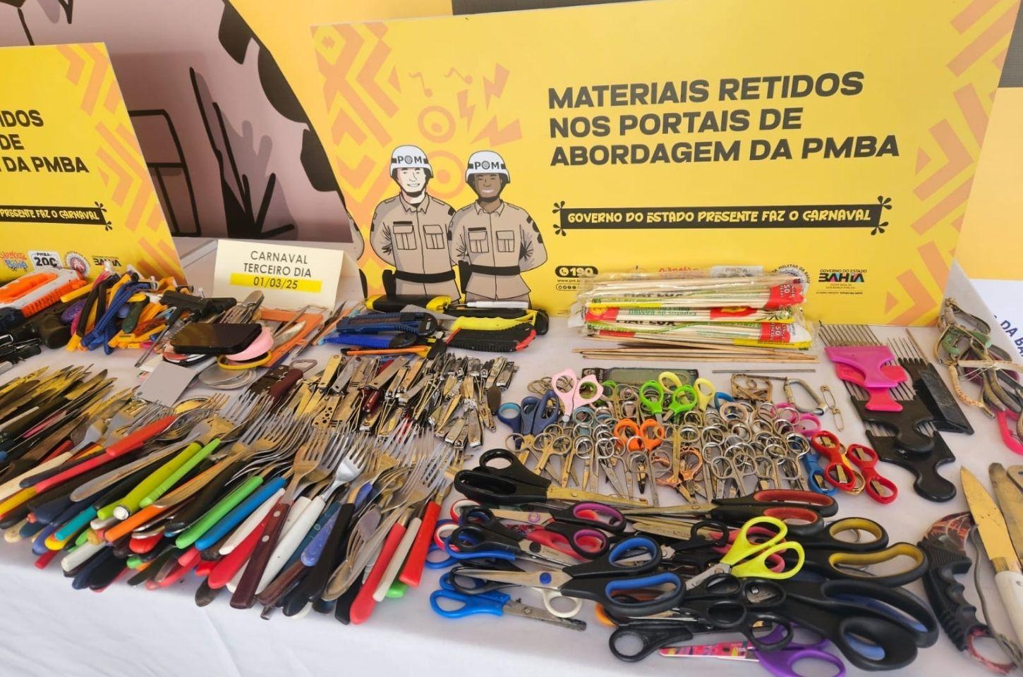 Mais de 900 itens proibidos são apreendidos no 3º dia de Carnaval
