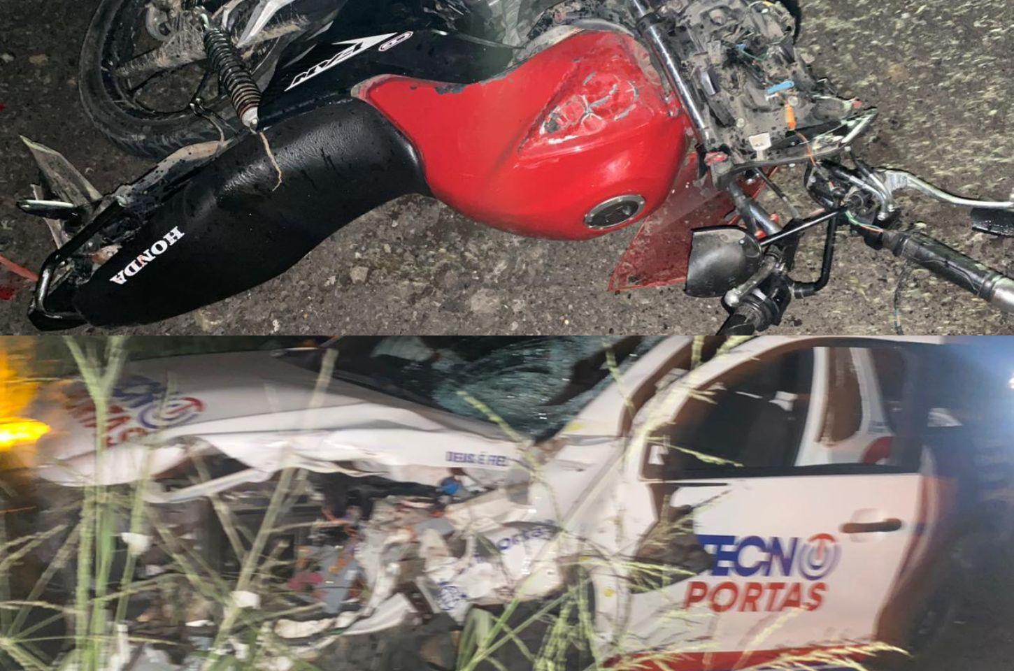 Homem morre em colisão entre moto e carro na BR-116 Norte