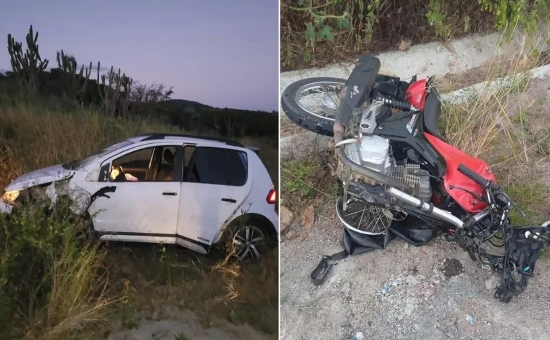 Mulher morre após acidente envolvendo moto e carro na BA-411 entre Ichu e Candeal