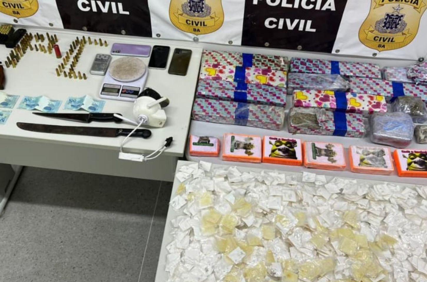 Polícia prende dois homens e apreende grande quantidade de drogas e armas na região do sisal 