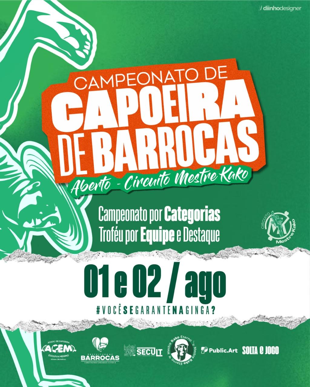 Barrocas recebe Encontro de Capoeira e 3ª Etapa do Circuito Mestre Kako