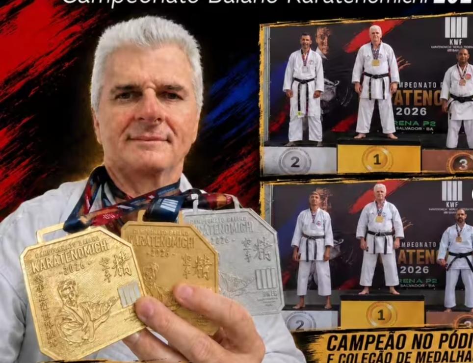 Atleta de Serrinha conquista dois títulos no Campeonato Baiano de Karatenomichi em Salvador