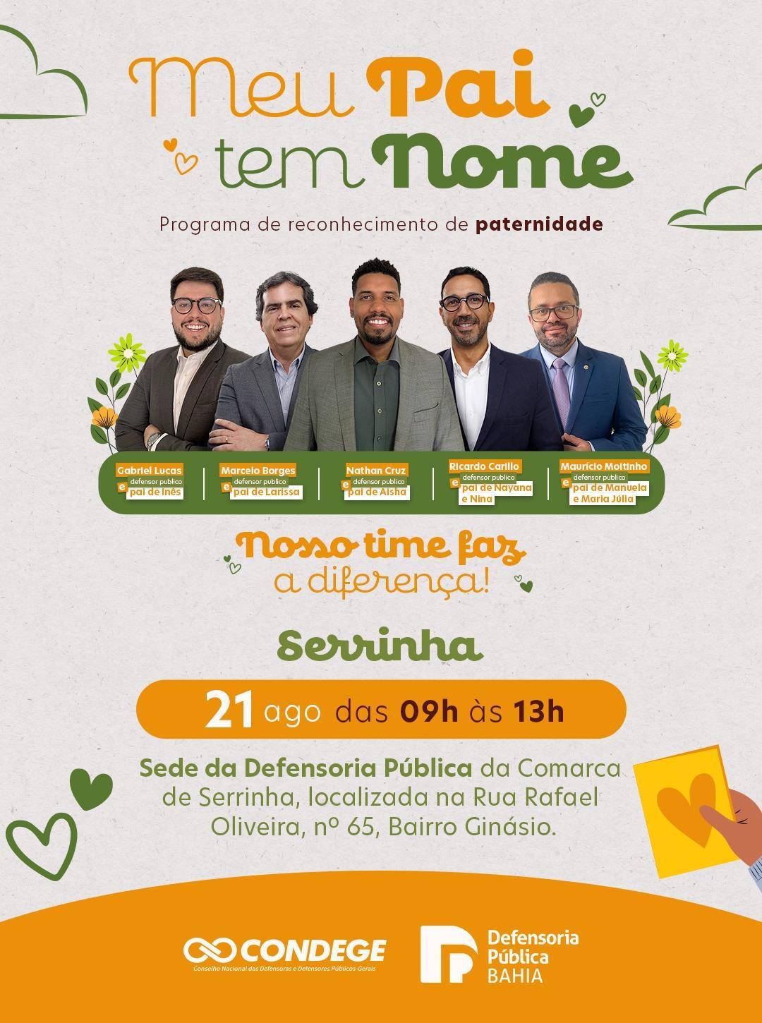 Defensoria Pública promove campanha “Meu Pai Tem Nome” em Serrinha