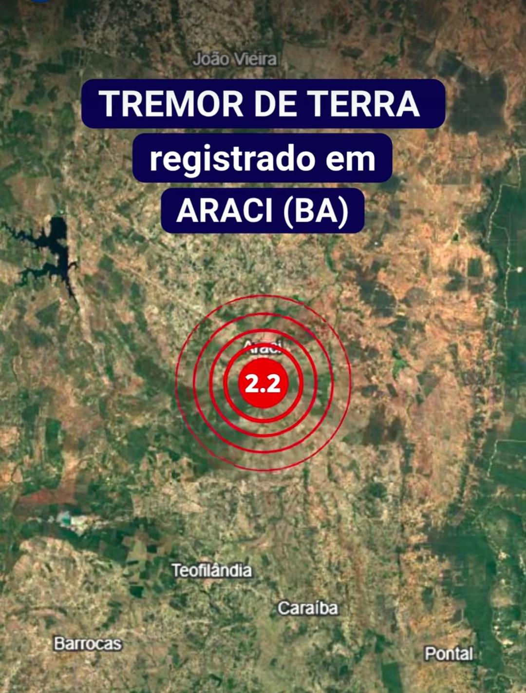 Tremor de terra é registrado nas proximidades de Araci