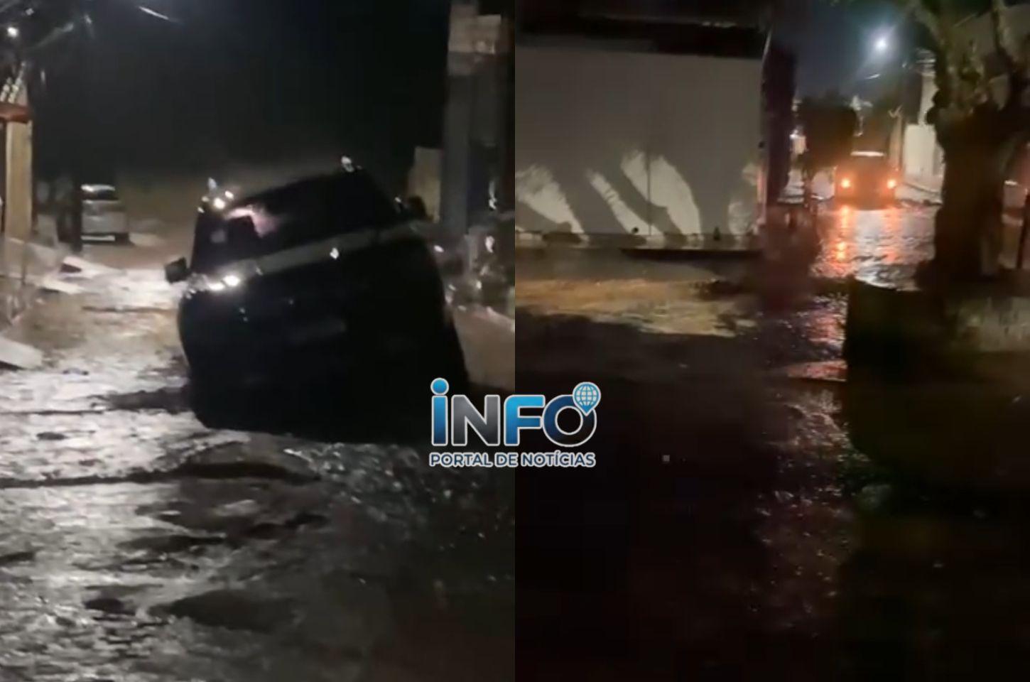 Carros atolam em buracos abertos e acessos ficam parcialmente interditados em rua de Serrinha